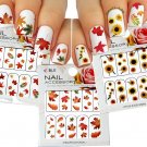 Autumn Leaves Nail Art Water Slide Tattoo Sticker:::Crimson Leaves And Flower...