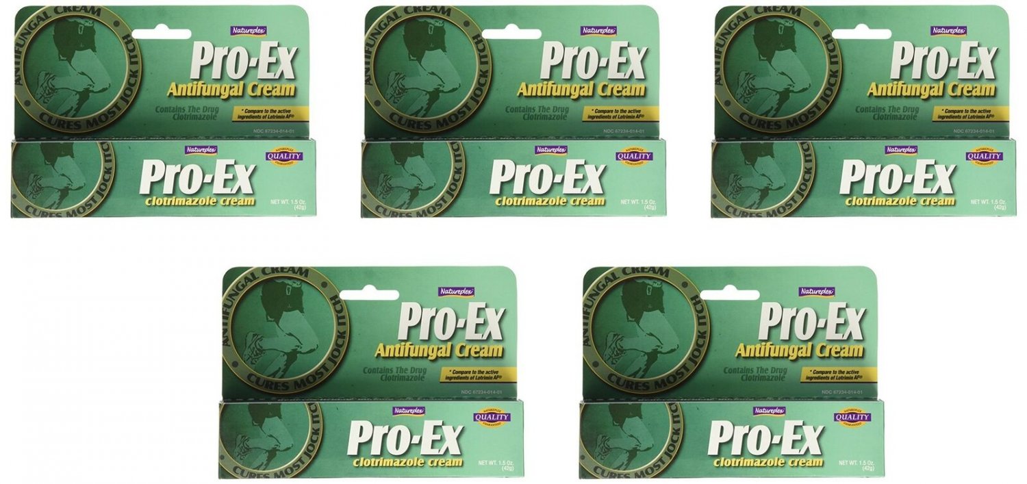 (5 Boxes) Pro-Ex Antifungal Cream Clotrimazole 1% 7.5 oz Total