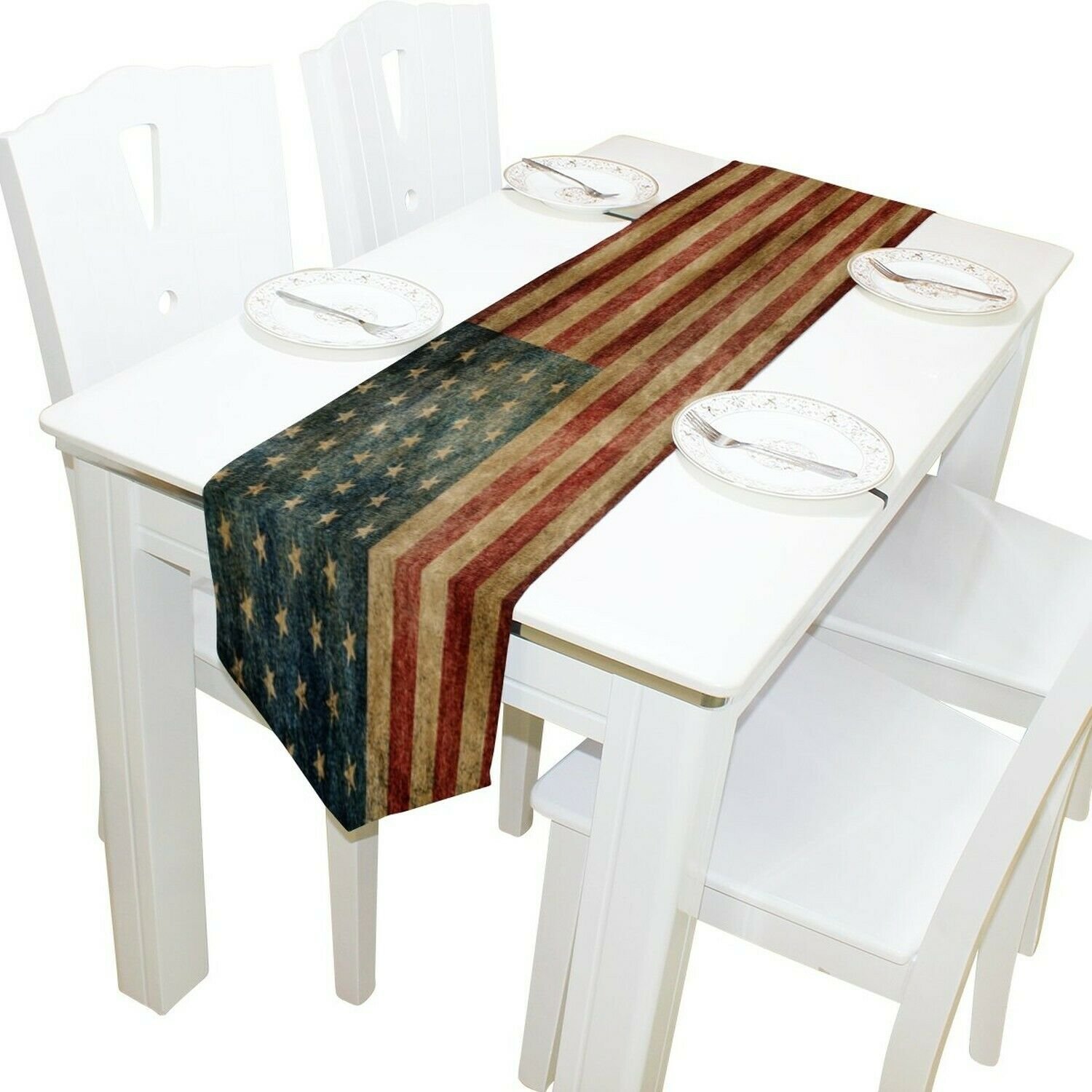 ALAZA Table Runner Home Decor, Vintage American Flag Table Cloth Runner Coffe...