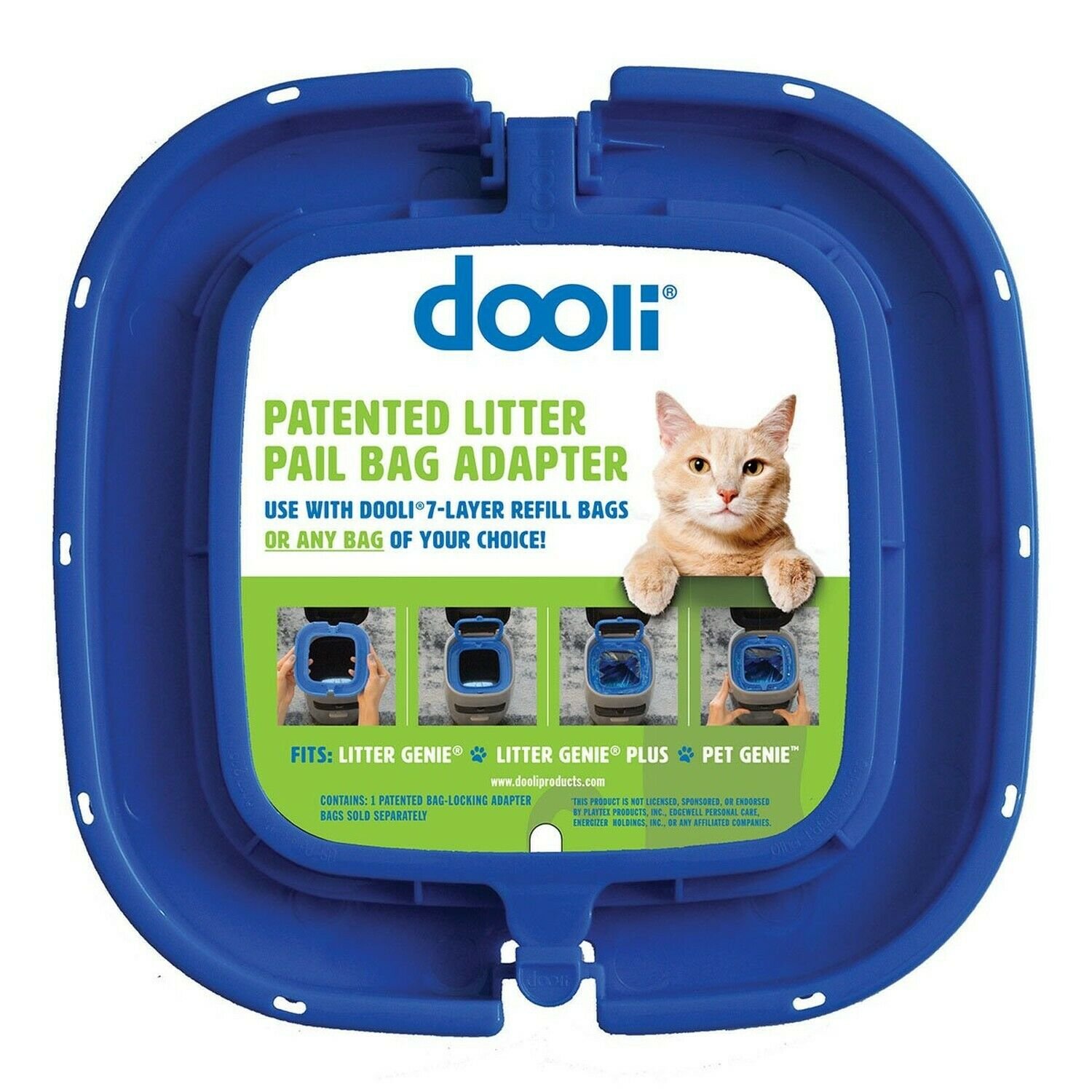 Dooli Litter Genie Compatible Bag Adapter and 50 Bag Refills (Equals 8