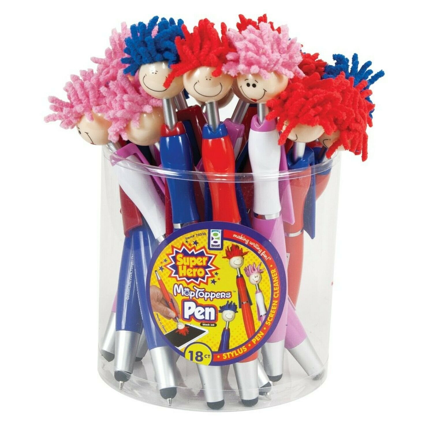 Raymond Geddes Super Hero MOP Topper Stylus 18/Tub Ballpoint Pen (70330) Black
