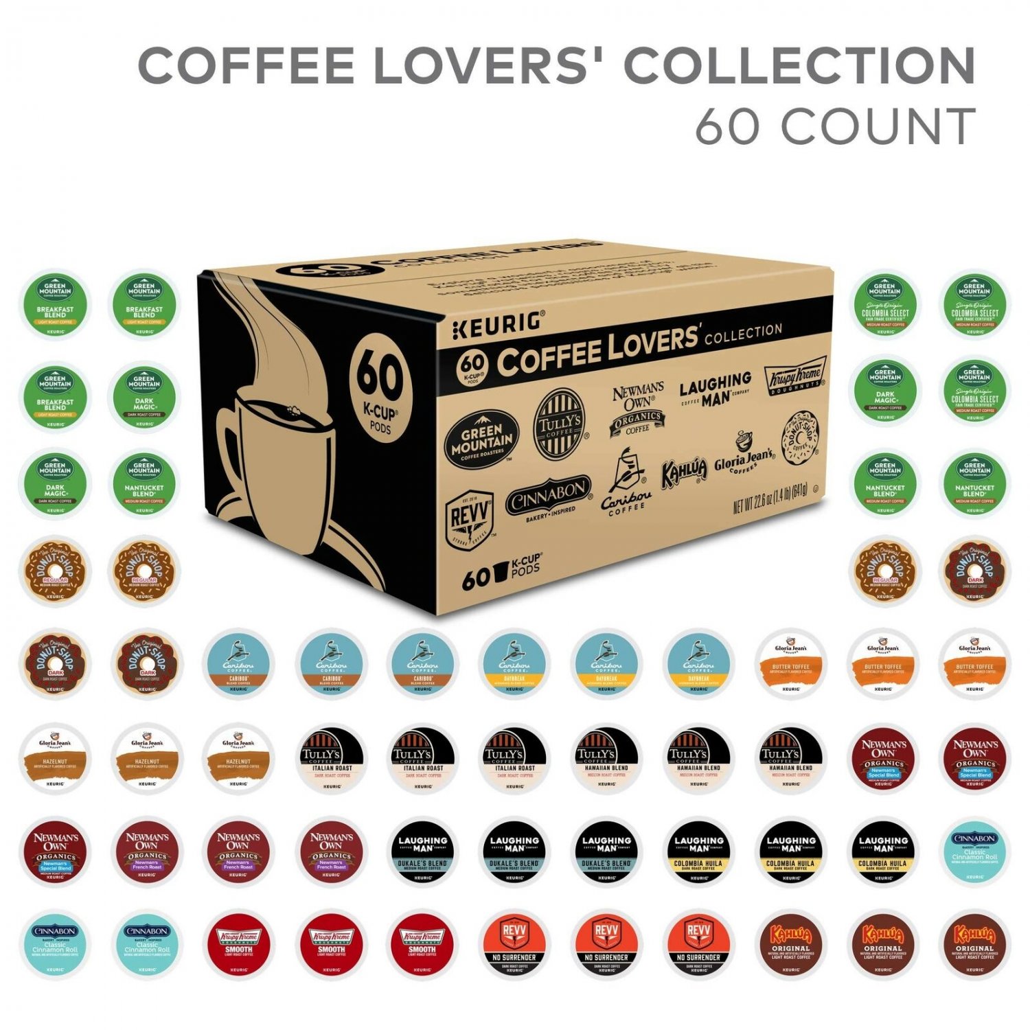 Keurig Coffee Lovers' Collection, Single Serve Coffee K-Cup Pod, Variety, 60