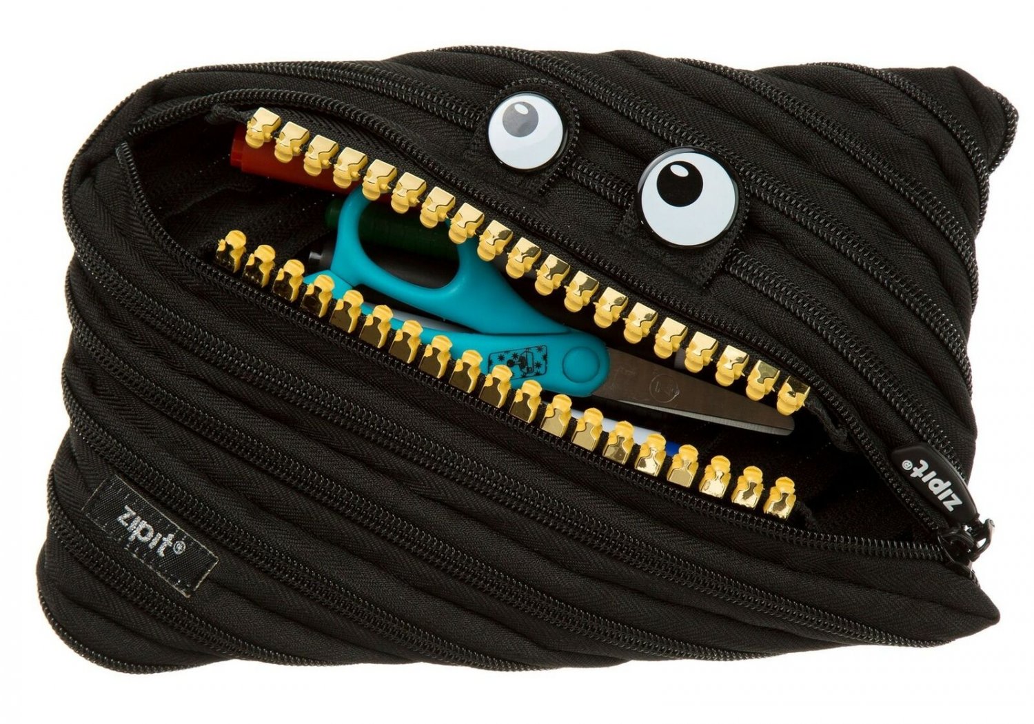 ZIPIT Grillz Big Pencil Case, Black Jumbo Pencil Case