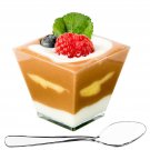 DLux 100 x 2 oz Mini Dessert Cups with Spoons, Square Short - Clear Plastic P...