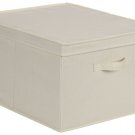 Household Essentials 115 Storage Box with Lid and Handle | Natural Beige Canv...