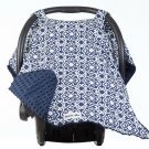 Carseat Canopy with Navy Minky - Car Seat Canopy for Popular Baby Carseat Mod...