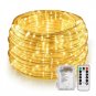 46ft LED Rope Lights Outdoor, Battery Powered Rope String Lights with Remote,...