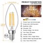 Dimmable E12 Candelabra LED Bulbs 40W Equivalent, 2700K Warm White, 4W Filame...
