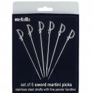 Prodyne MP-5 Miniature Sword Martini Picks (Set Of 6), Metallic