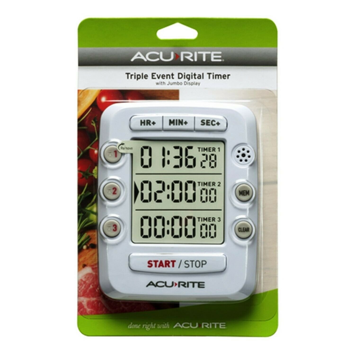 AcuRite Triple Event Digital Kitchen Timer with Jumbo Display 00482