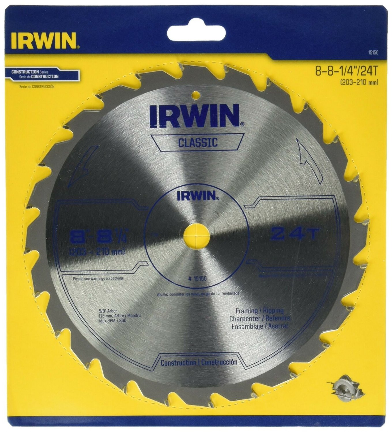 IRWIN Tools Classic Series Carbide Table / Miter Circular Saw Blade, 8 1/4-in...