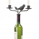 Creative Co-op Bird Wine Stopper with Two Taper Holders, Rust Metal