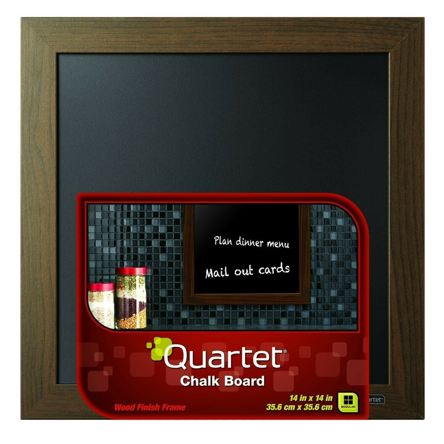Quartet Chalkboard, 14" x 14" Chalk Board, White Wood Finish Frame (90006)