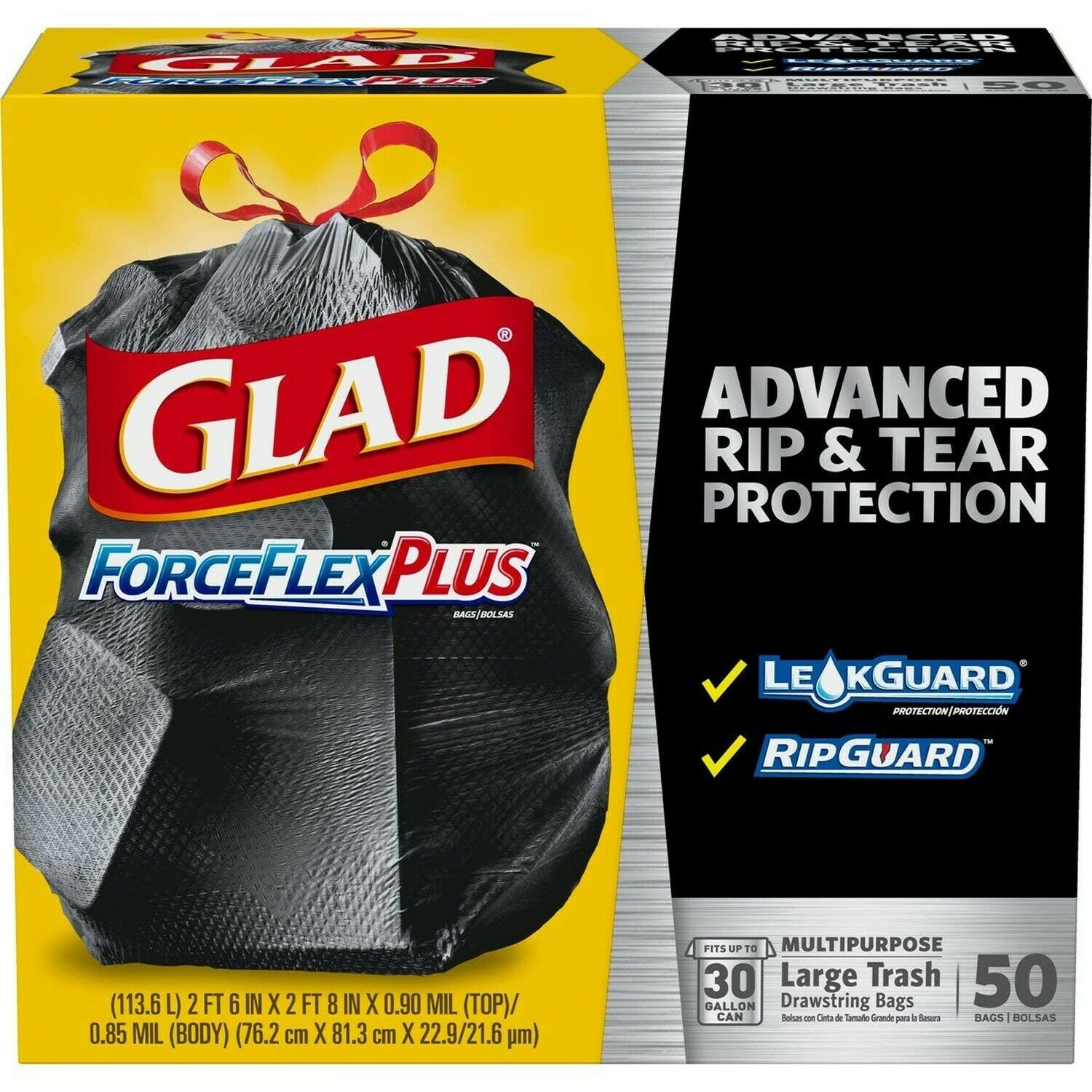 Glad ForceFlexPlus Drawstring Large Trash Bags - 30 Gallon - 50 Count