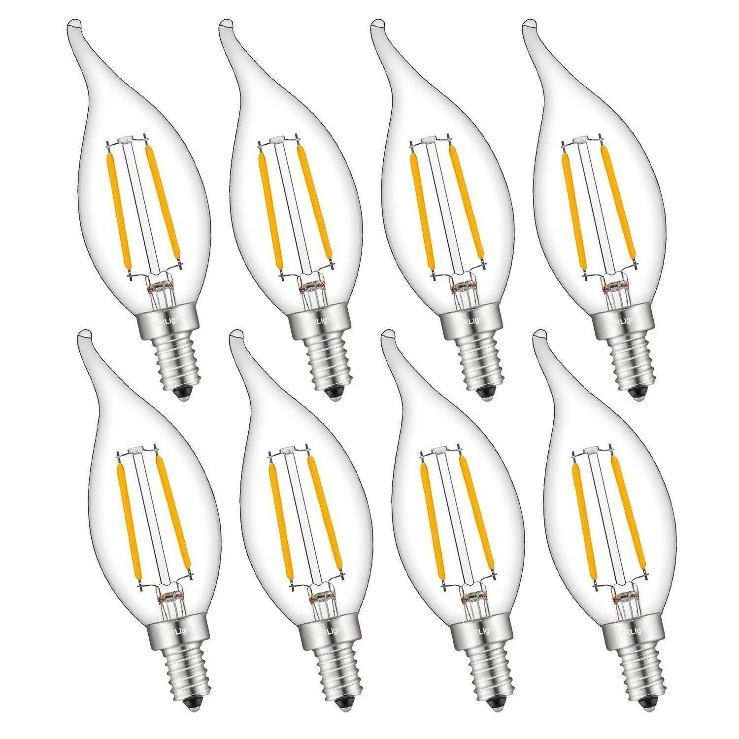 CRLight 2W 250LM Dimmable LED Candelabra Bulb 2500K Warm White, 25W Equivalen...