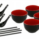 KOVOT Asian Cuisine Ceramic Serving Bowl Set - Includes (4) 20-Ounce Bowls, (...