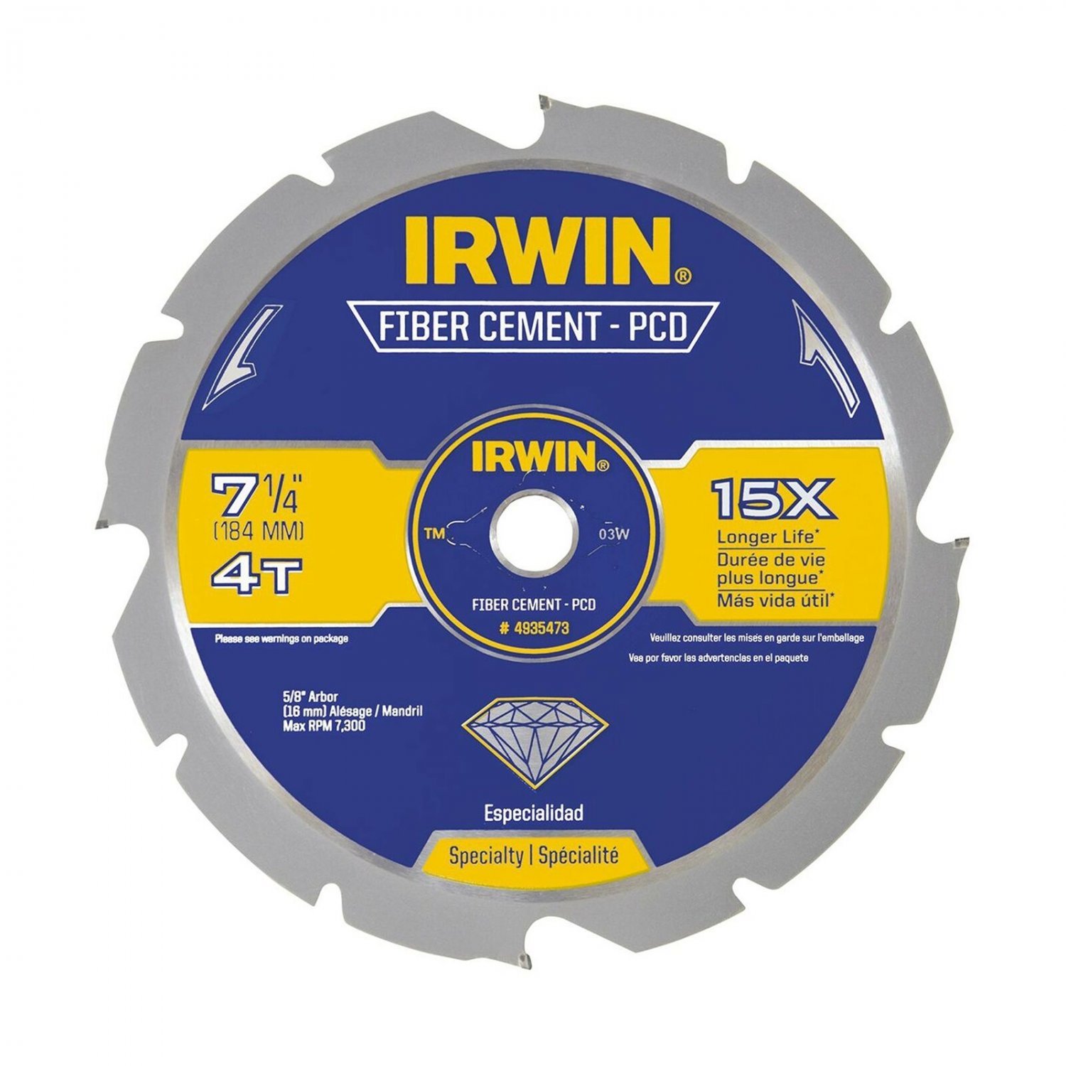 IRWIN Tools Polycrystalline Diamond-Tipped Fiber Cement Circular Saw Blade, 7...