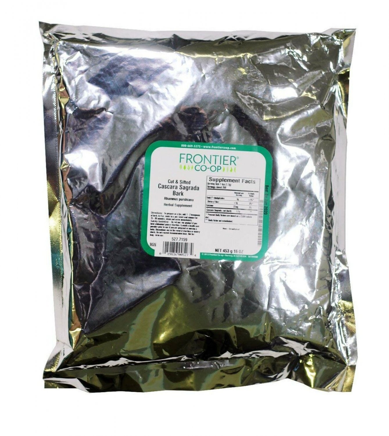 Frontier Bulk Cascara Sagrada Bark (Aged), Cut & Sifted, 1 lb. package
