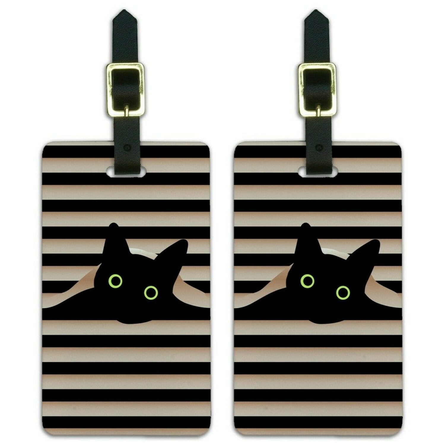 Black Cat In Window Luggage ID Tags Suitcase Carry-On Cards - Set of 2