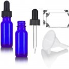 Cobalt Blue 0.5 oz / 15 ml Glass Boston Round Dropper Bottle (2 Pack) + Funne...