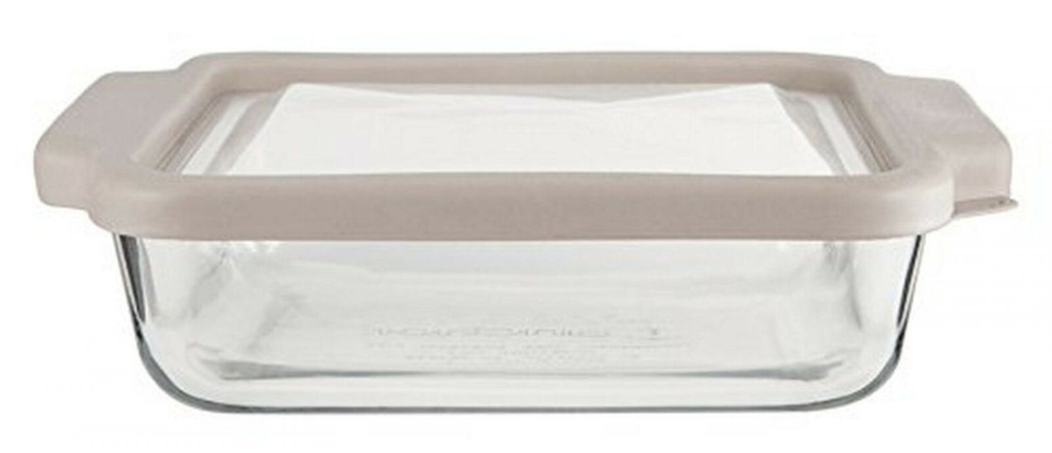 Anchor Hocking 8-InchSquare Glass Baking Dish with Pepper Grey TrueFit Lid