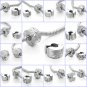 RUBYCA 40pcs Mix Lot of Silver Color Clip Lock Stopper Clasp Beads DIY fit Eu...
