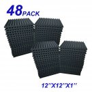 48 Pack Acoustic Foam Panel Wedge Studio Soundproofing Wall Tiles 12" X 12" X...