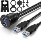 ICESPRING 2 Ports Dual USB 3.0 Male to USB 3.0 Female AUX Flush Mount Car Mou...