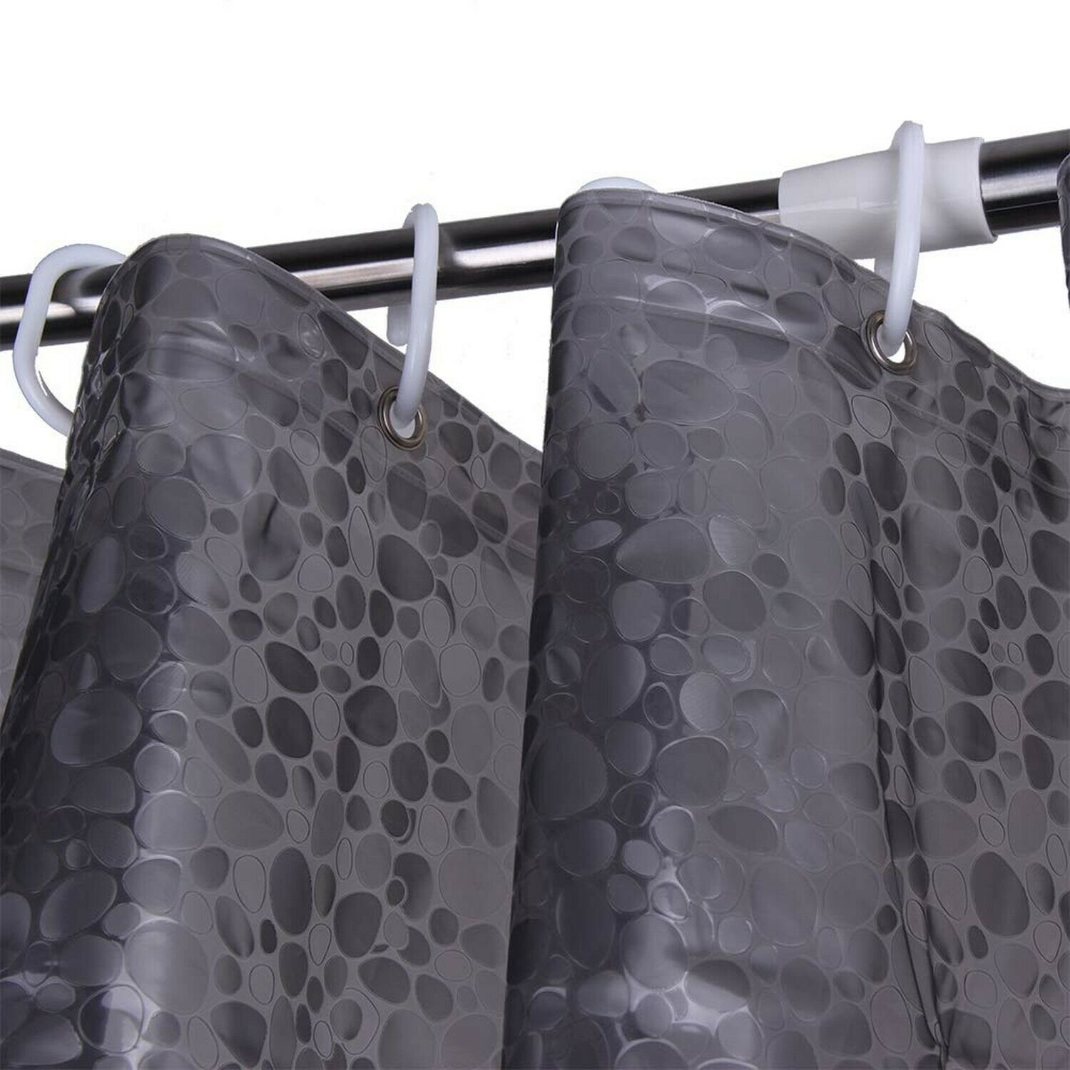 Adwaita 10 Guage Cobblestone 3D EVA Shower Curtain Liner with Hooks 72 x 72 i...
