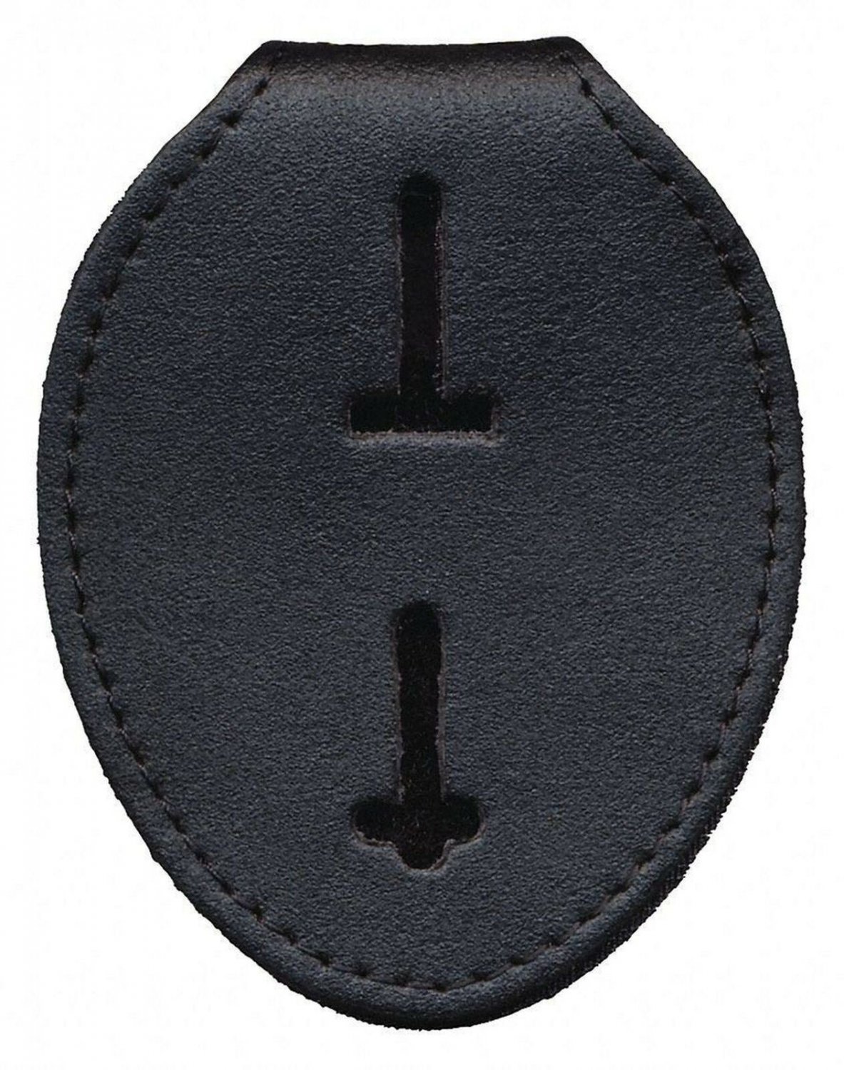 Badge Holder Case, Universal, Black, Leather, NOT Recessed, Metal Clip & Chai...