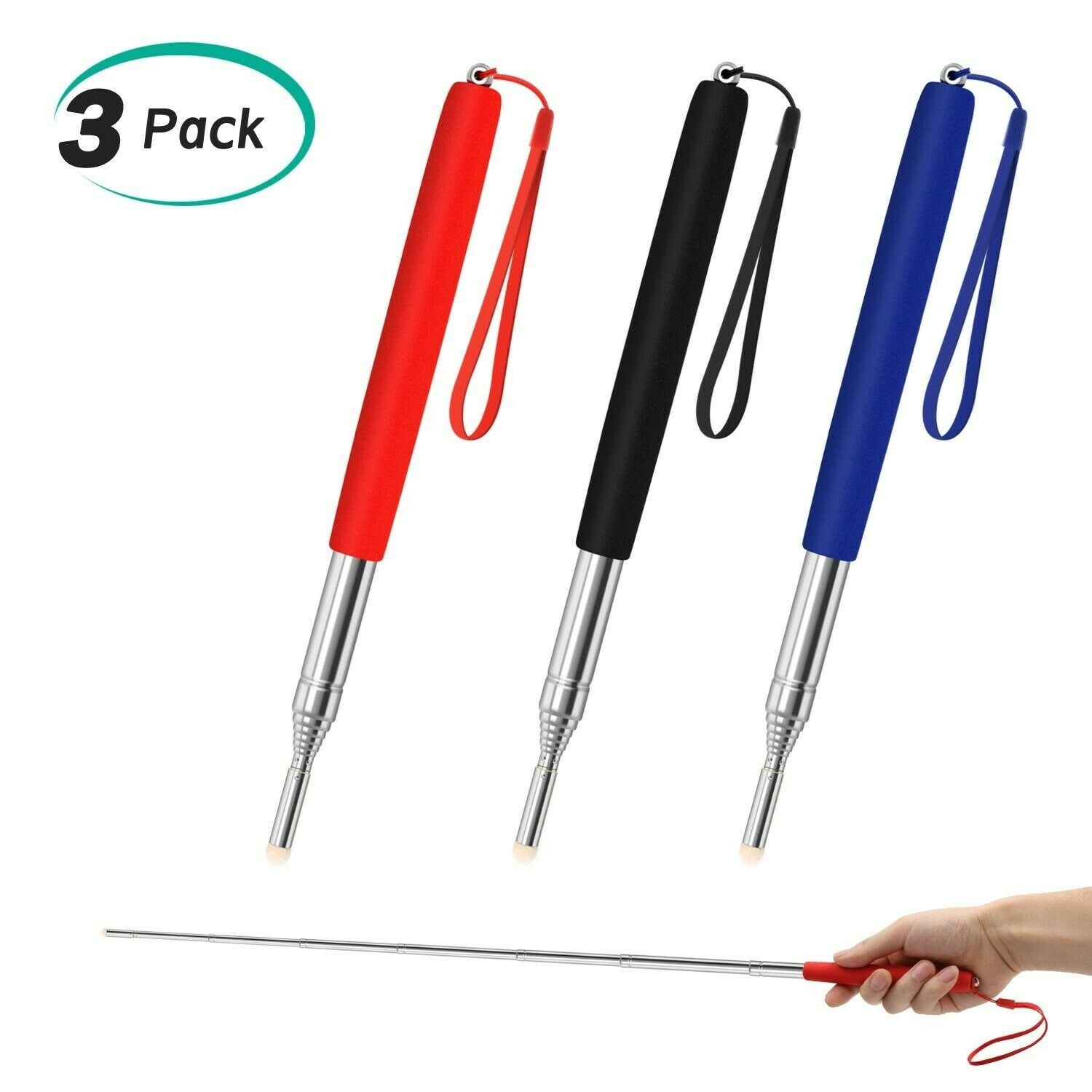 Alcoon 3 Pack Telescopic Teachers Pointer Retractable Handheld Presenter Exte...
