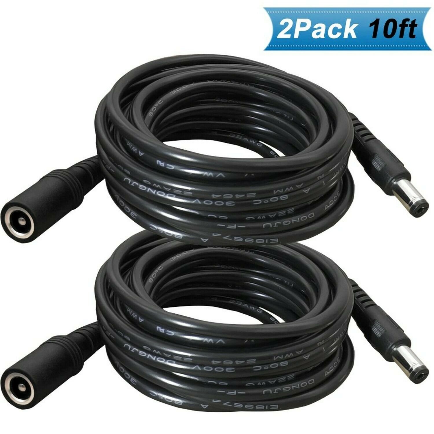 2.1mm x 5.5mm Extension Cable, DC 12v Power Supply Adapter for CCTV Security ...
