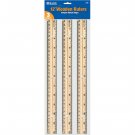BAZIC Wooden Ruler, 12 Inch, 3 Per Pack 1