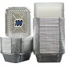 100 Pack of Disposable Takeout Pans with Clear Lids – 1 Lb Capacity Aluminum ...