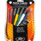 Peavey 3 Foot Colored 1/4 Inch Patch Cables, 6 Pack Multi Color