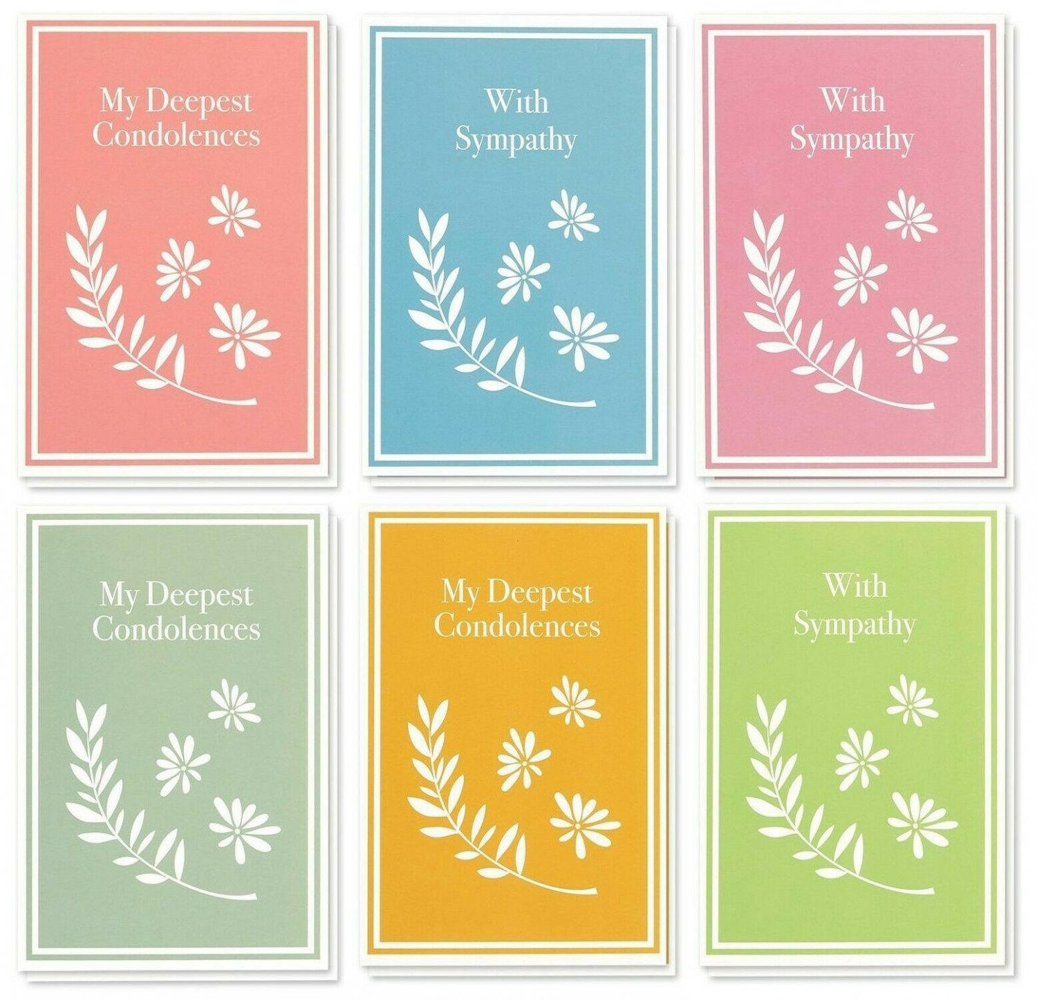 Sympathy Cards Box Set &acirc;�� 48 Pack Sympathy Cards, 6 Colorful Pastel Designs, C...