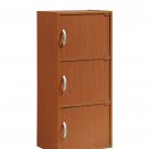 Hodedah 3 Door, Three Shleves, Enclosed Storage Cabinet, Cherry