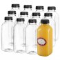 16 Oz Empty Plastic Juice Bottles with Lids &acirc;�� 12 Pack Large Square Drink Cont...