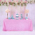 TRLYC 60"102" High Quailty Rectangle Blush Pink Sequin Table Cloth for Weddin...
