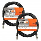 Gearlux XLR Microphone Cable, 25 Foot - 2 Pack 2 Cables