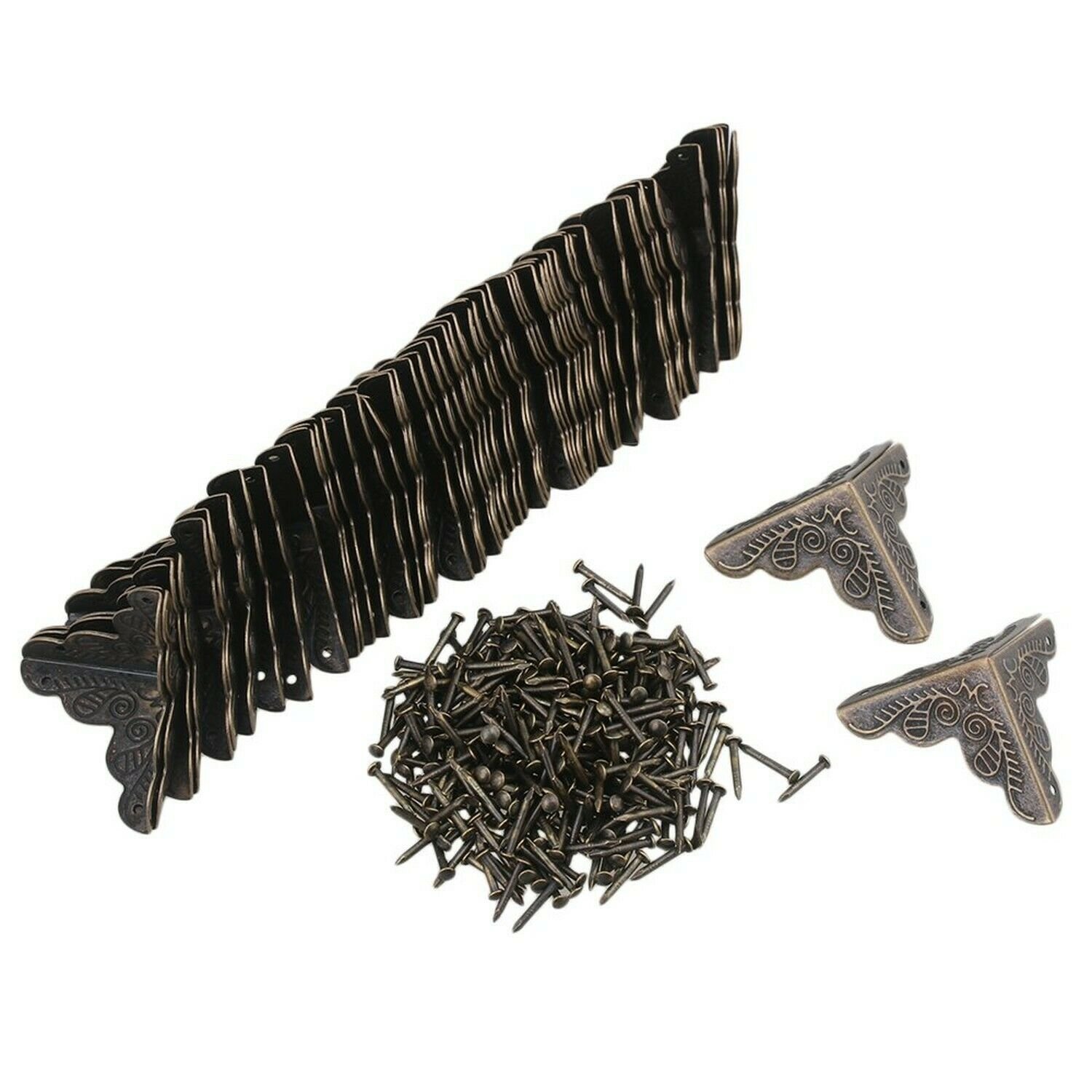 RDEXP 25mm Iron Antique Box Decorative Corner Protector Guards Bronze Color D...
