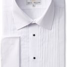 Neil Allyn Tuxedo Shirt 100% Cotton with Laydown Collar and French Cuffs White