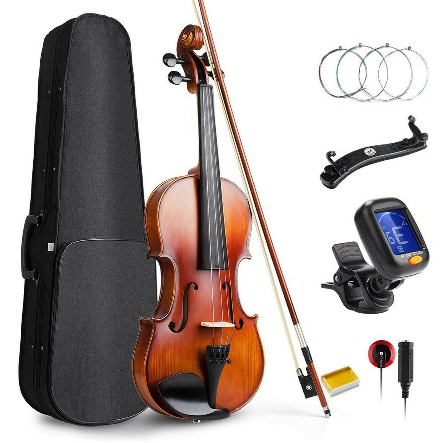 Vangoa Solid Wood Acoustic Violin Fiddle Outfit for Beginner Student, 4/4 Ful...