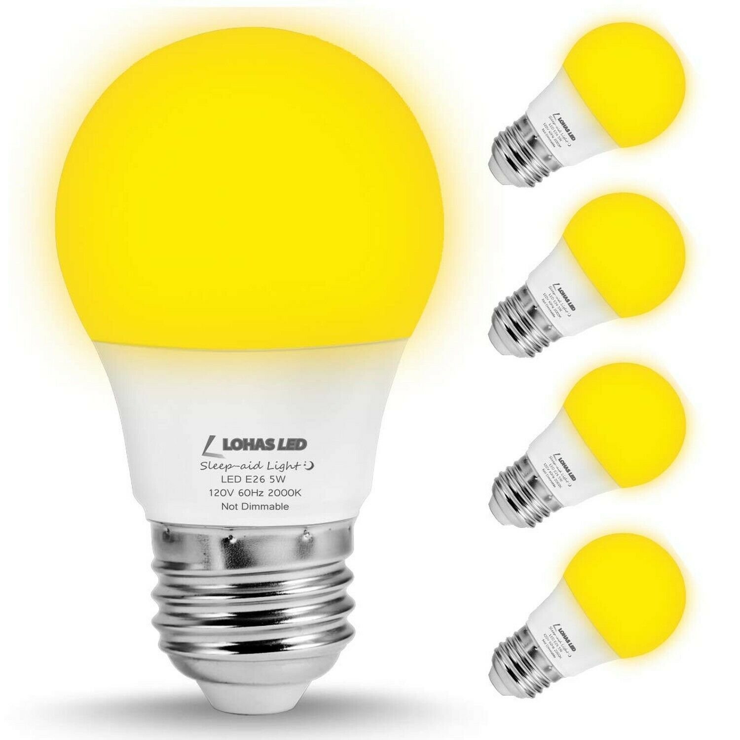 LOHAS Bug Light Bulb Yellow LED Bulbs, Outdoor Porch Lights, Amber Bedroom Ni...