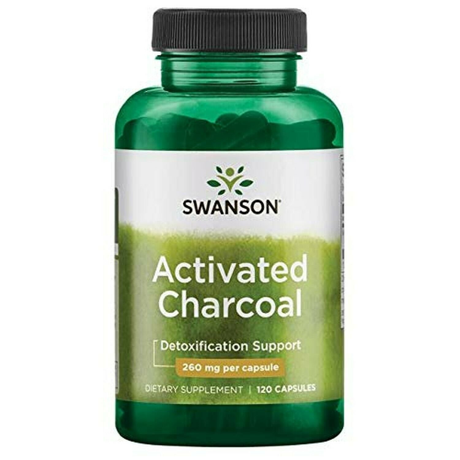 Swanson Activated Charcoal, Detox Support Supplement 260 mg, 120 Capsules, 60...