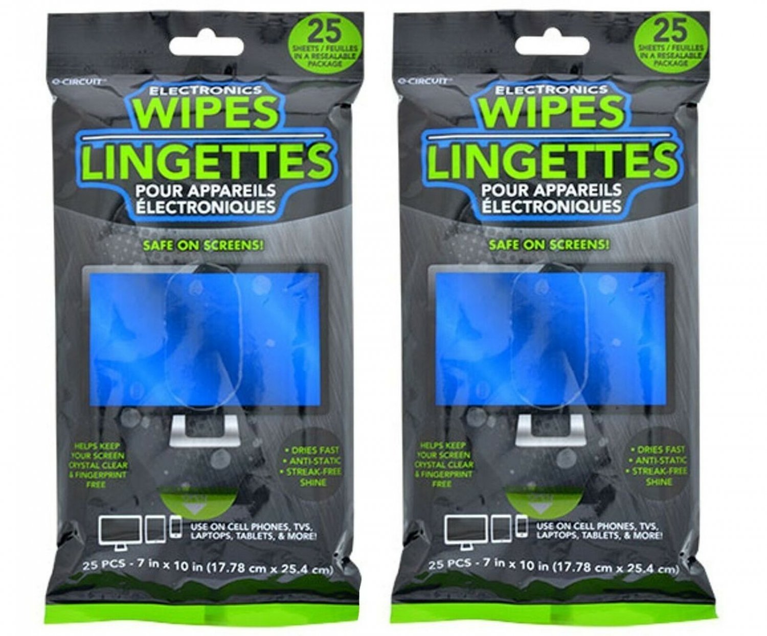 Lingettes Electronic Wipes 25 Count 2 Pack