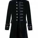 DarcChic Mens Velvet Goth Steampunk Victorian Frock Coat Large Black