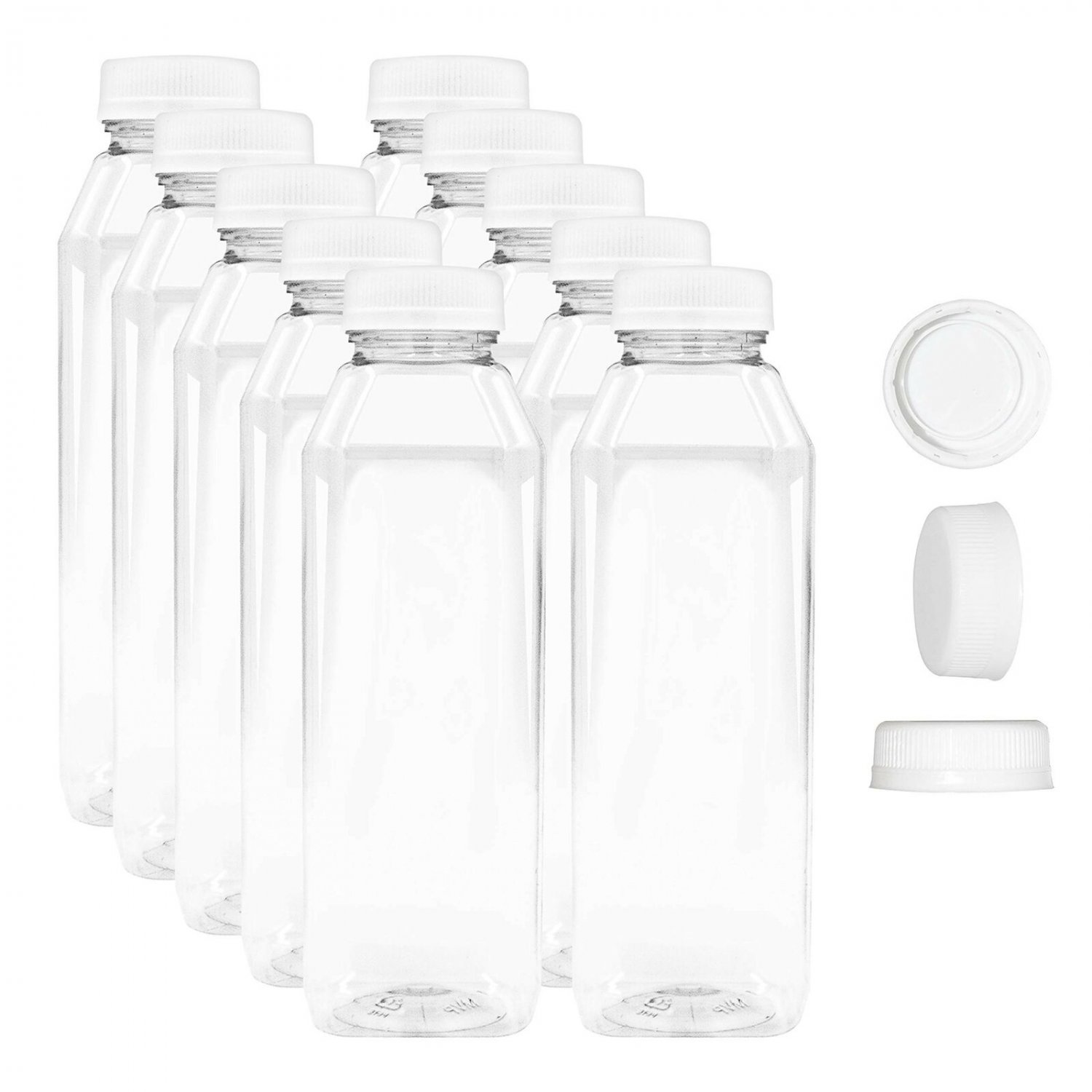 12 oz Empty Juice Bottles Reusable Clear Plastic Disposable Milk Containers w...