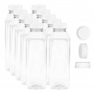 12 oz Empty Juice Bottles Reusable Clear Plastic Disposable Milk Containers w...