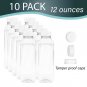 12 oz Empty Juice Bottles Reusable Clear Plastic Disposable Milk Containers w...